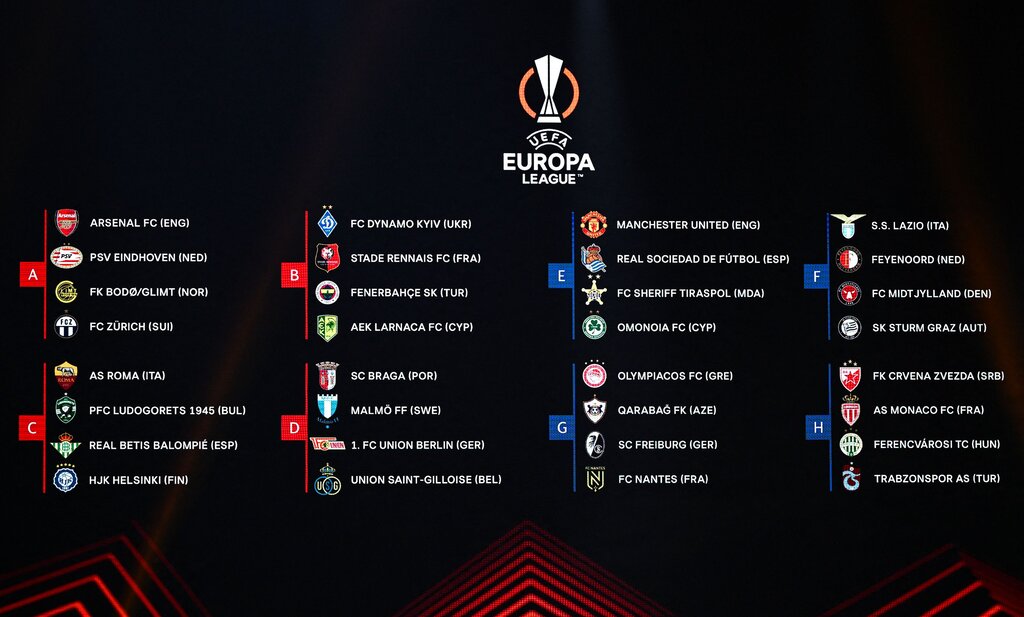 Состоялась жеребьевка группового этапа Лиги Европы 2022/2023